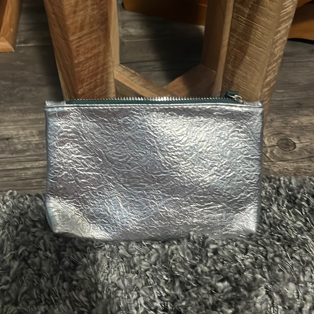 Silver and green Ipsy makeup bag